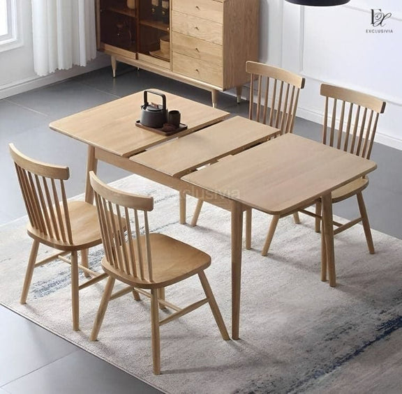 Extendable Wooden Dining Table Set - Exclusivia