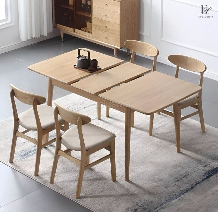 Extendable Wooden Dining Table Set - Exclusivia