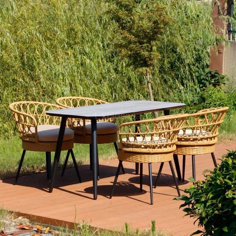 FEIN Outdoor Rattan Dining Table & Bench - Exclusivia