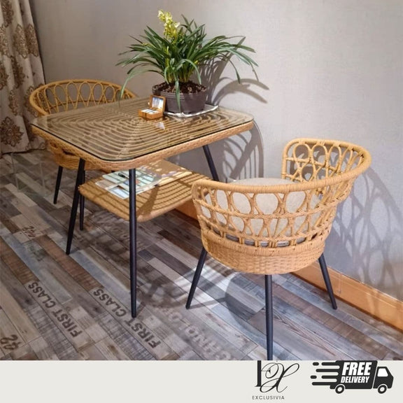 FEIN Outdoor Rattan Dining Table & Bench - Exclusivia