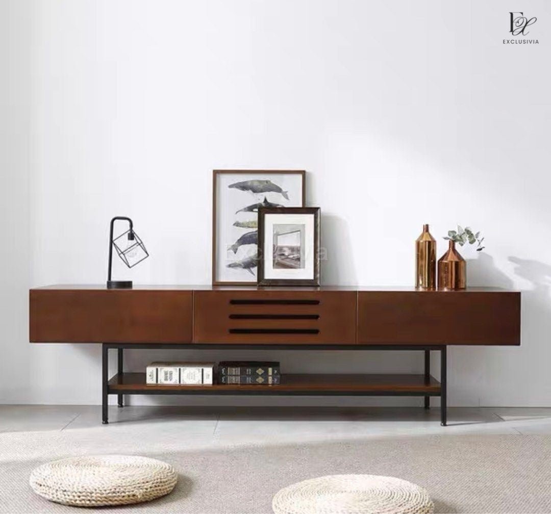 JOSEF Industrial Solid Wood TV Console - Exclusivia