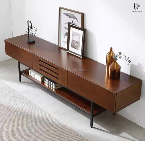 JOSEF Industrial Solid Wood TV Console - Exclusivia