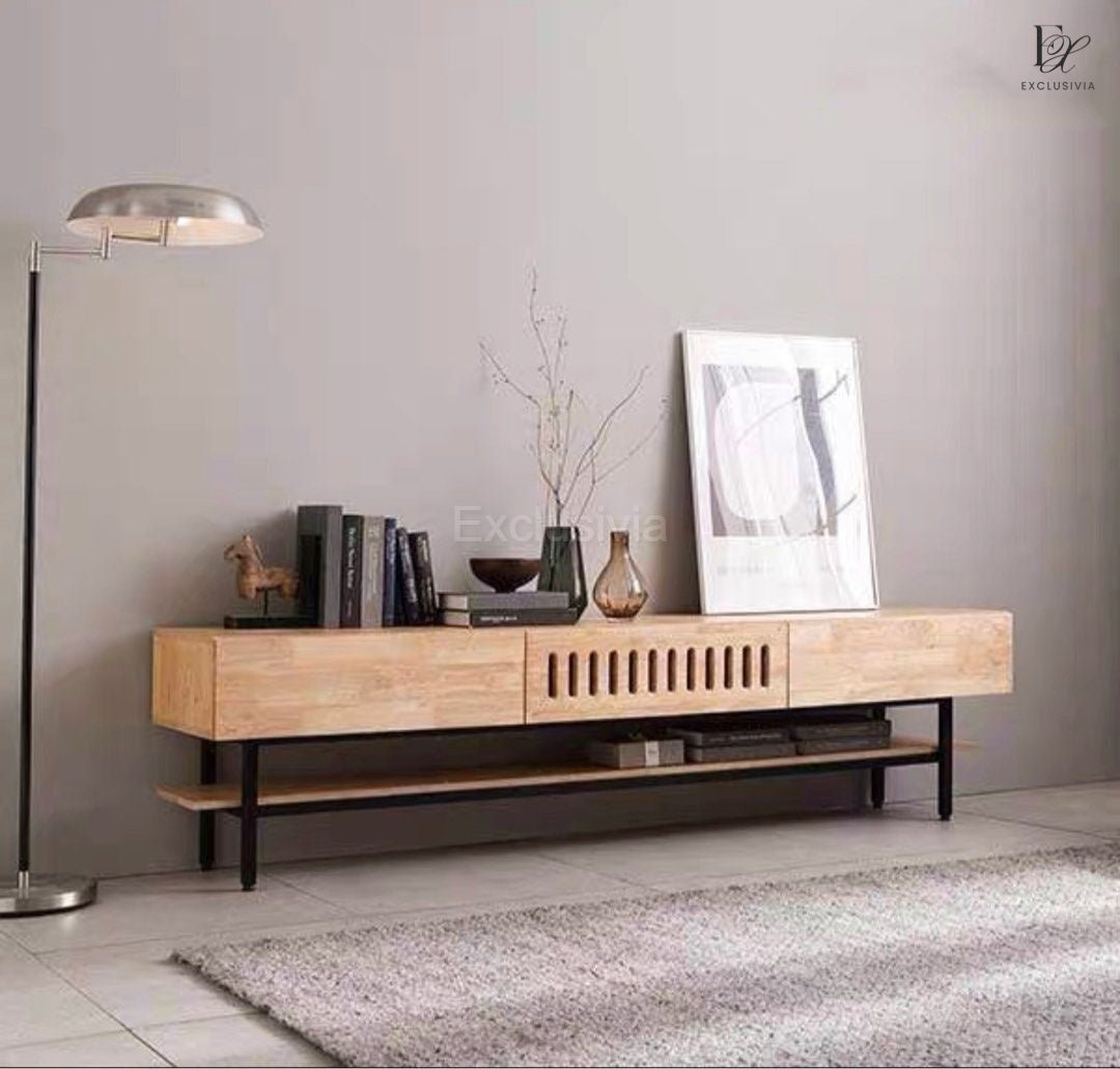 JOSEF Industrial Solid Wood TV Console - Exclusivia