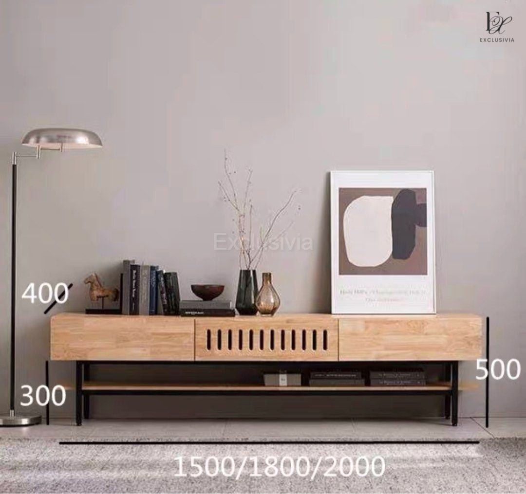 JOSEF Industrial Solid Wood TV Console - Exclusivia