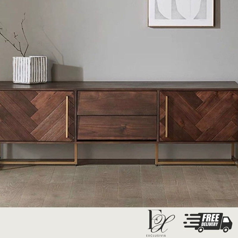 JYNX Pine Wood TV Console Cabinet - Exclusivia