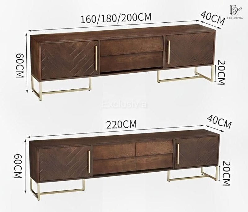 JYNX Pine Wood TV Console Cabinet - Exclusivia