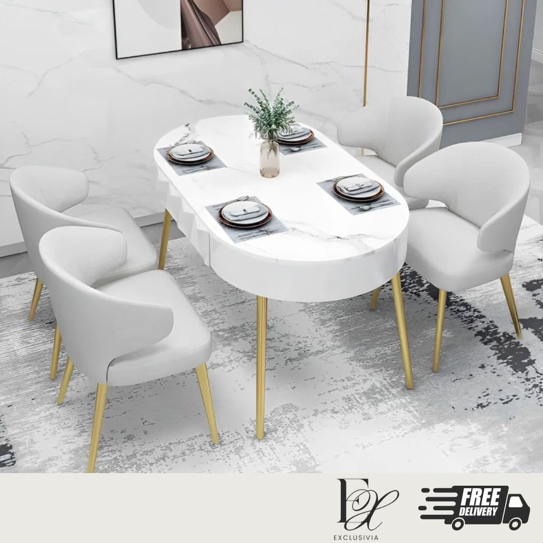 KAJA Marble Dining Table & Chairs - Exclusivia