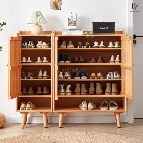 LANCE Shoe Cabinet Rack Solid Wood Japandi - Exclusivia