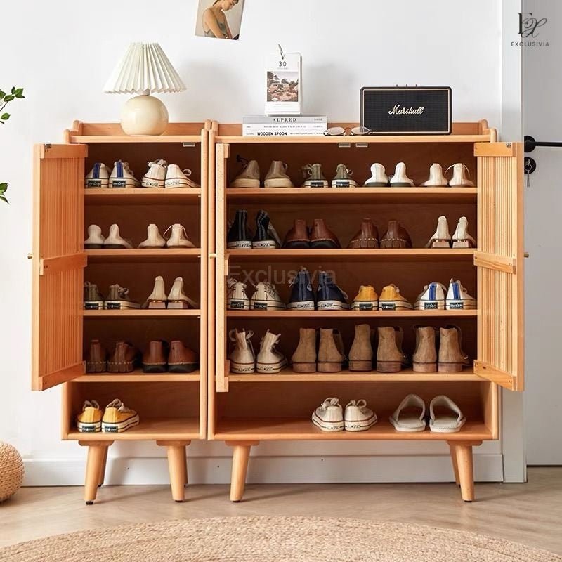 LANCE Shoe Cabinet Rack Solid Wood Japandi – Exclusivia