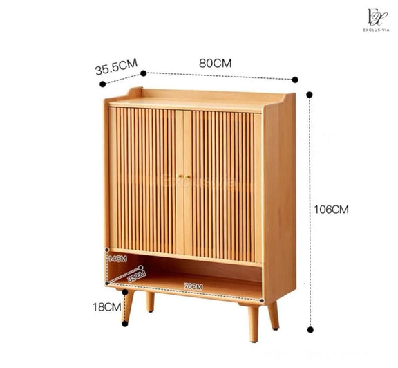 LANCE Shoe Cabinet Rack Solid Wood Japandi - Exclusivia