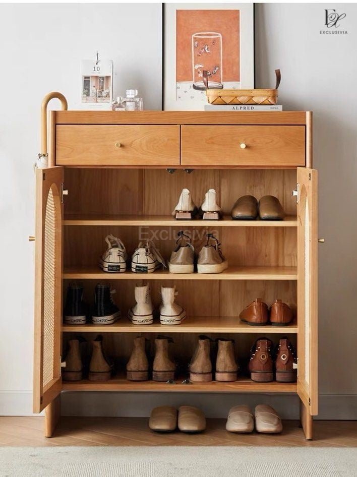 LAUREN Rattan Shoe Cabinet Rack - Exclusivia