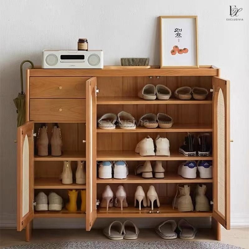 LAUREN Rattan Shoe Cabinet Rack - Exclusivia