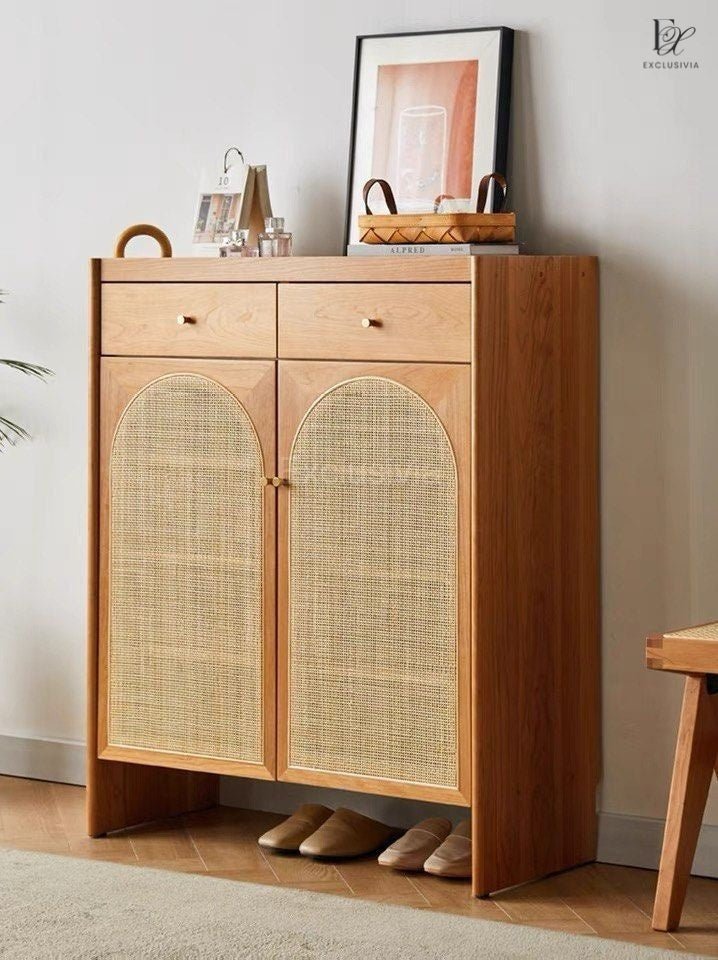 LAUREN Rattan Shoe Cabinet Rack - Exclusivia