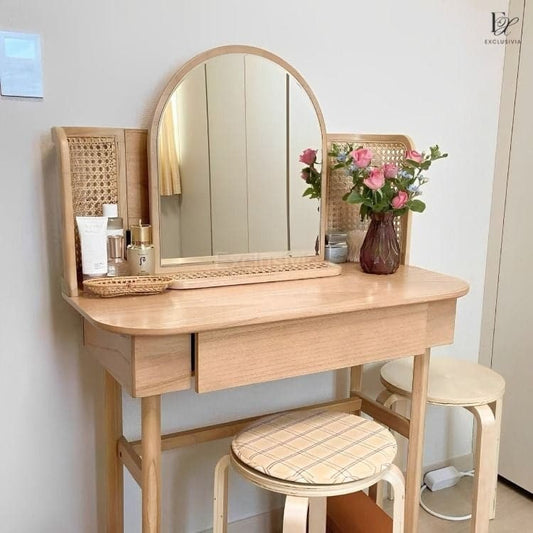 LOXY Rattan Vanity Table Dresser - Exclusivia