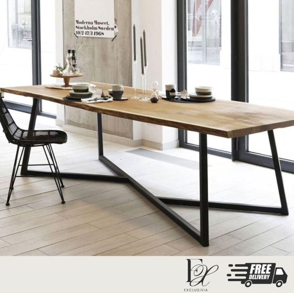 MARINI Contemporary Pine Wood Conference Dining Table - Exclusivia