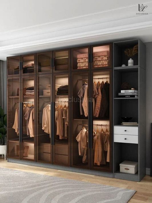 MIYA Glass Wardrobe Cabinet Modern - Exclusivia