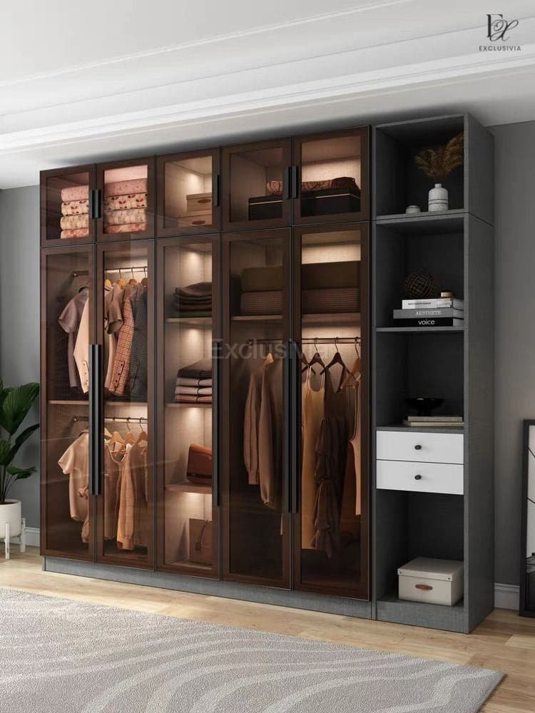 MIYA Glass Wardrobe Cabinet Modern - Exclusivia