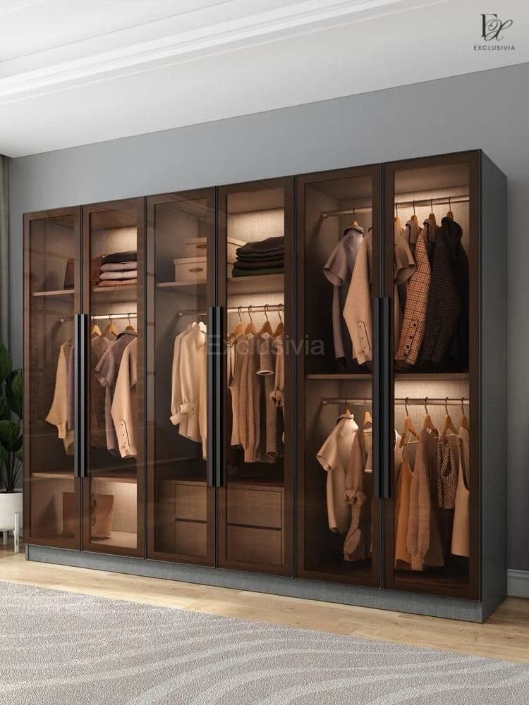 MIYA Glass Wardrobe Cabinet Modern - Exclusivia