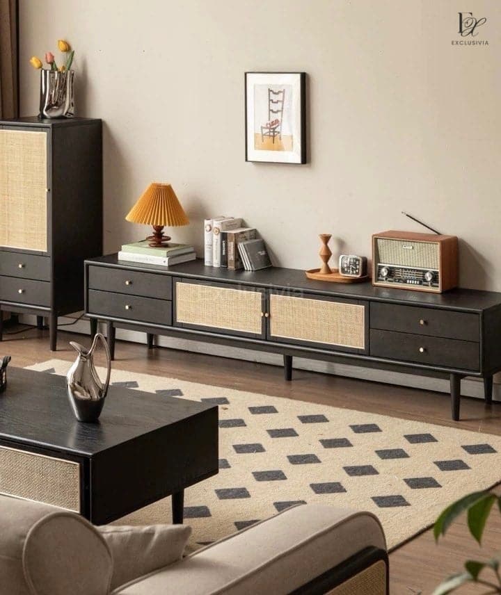 MONK Rattan TV Console TV Cabinet - Exclusivia