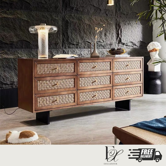 MONX Rattan Drawers Cabinet Sideboard - Exclusivia