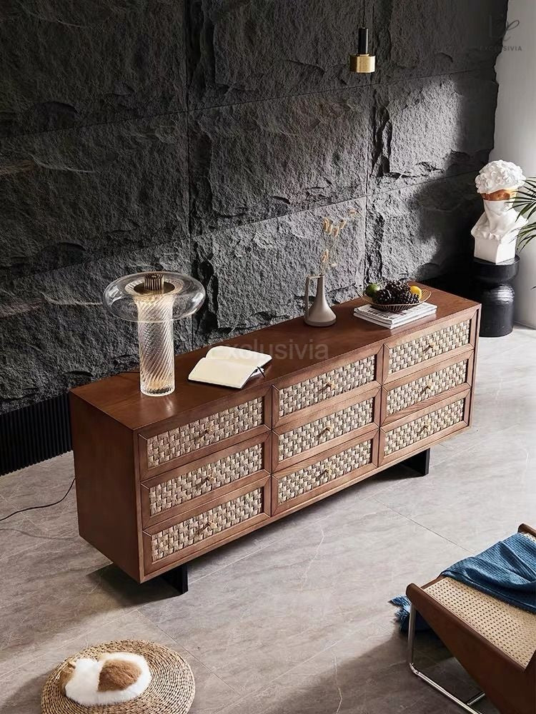 MONX Rattan Drawers Cabinet Sideboard - Exclusivia