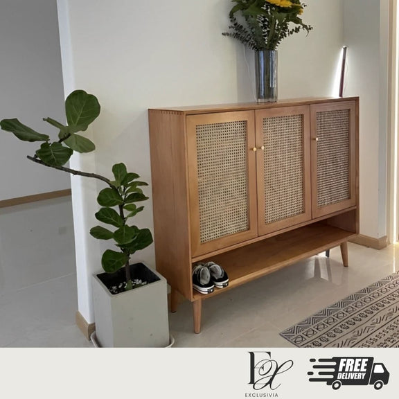 NATHAN Rattan Shoe Cabinet Rack - Exclusivia