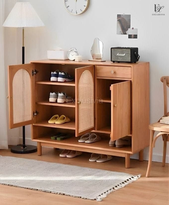 NATHAN Rattan Shoe Cabinet Rack - Exclusivia