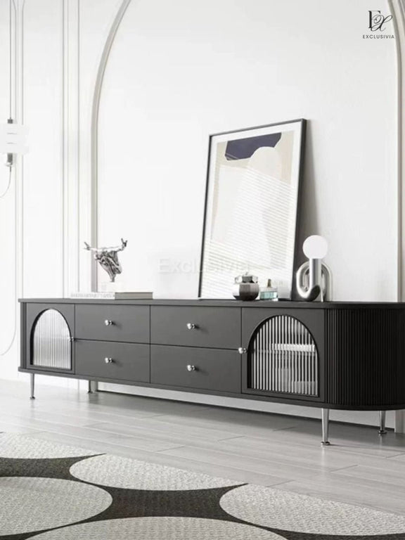 NOVUM Black/white TV console, arch design - Exclusivia