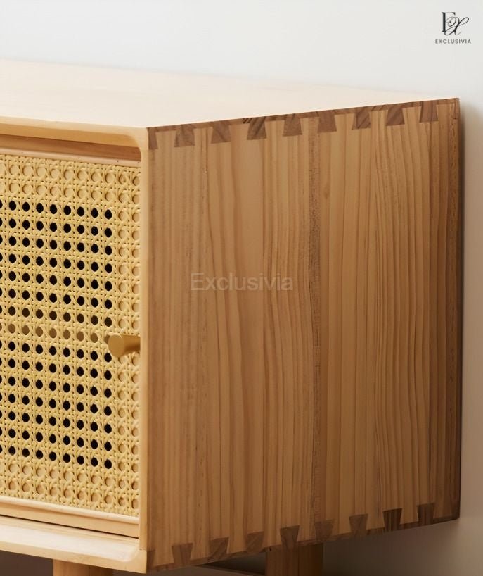 OAKTI Shoe Cabinet Rattan Wooden - Exclusivia