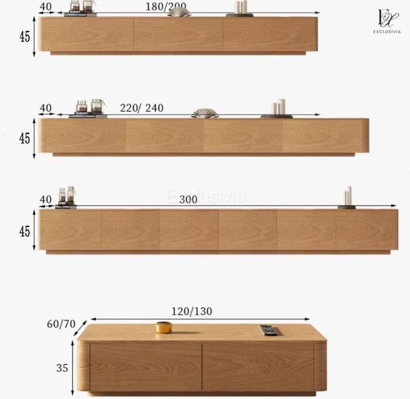 PENDO TV Console Coffee Table Japandi - Exclusivia