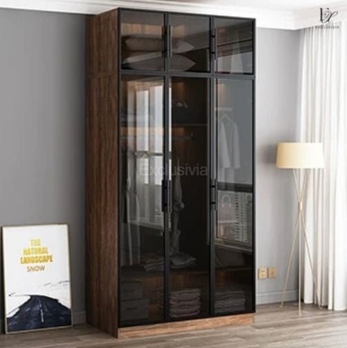 PRINCE Modern Industrial Glass Wardrobe - Exclusivia