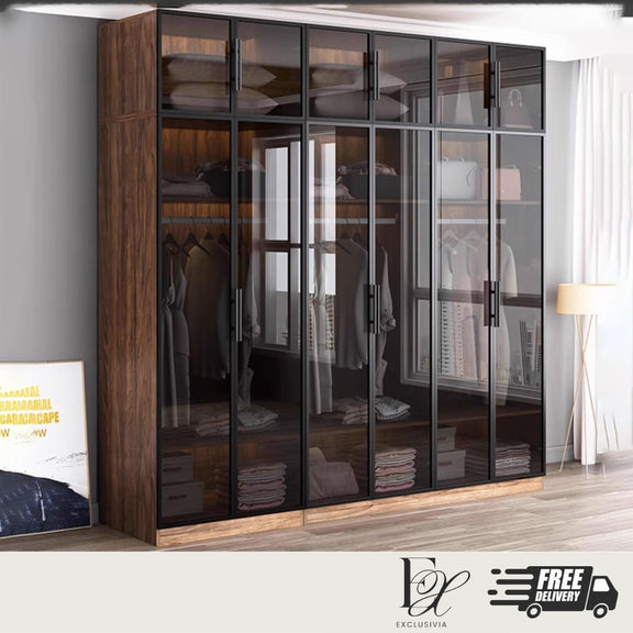 PRINCE Modern Industrial Glass Wardrobe - Exclusivia