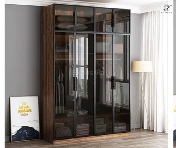 PRINCE Modern Industrial Glass Wardrobe - Exclusivia