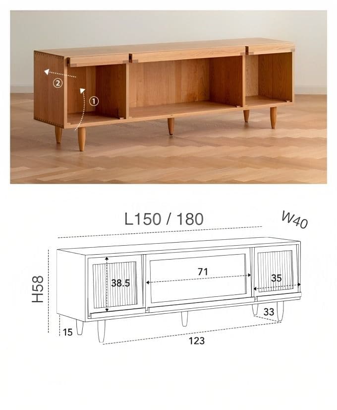 RANDY TV Console Sideboard Rattan - Exclusivia