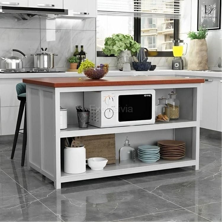 RON Kitchen Island Table with Cupboards - Exclusivia