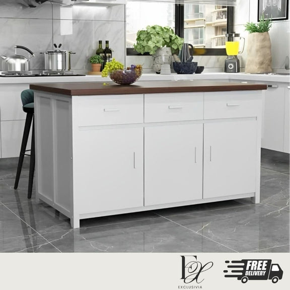 RON Kitchen Island Table with Cupboards - Exclusivia