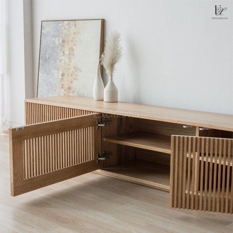 ROX Pine Wood TV Console Cabinet - Exclusivia