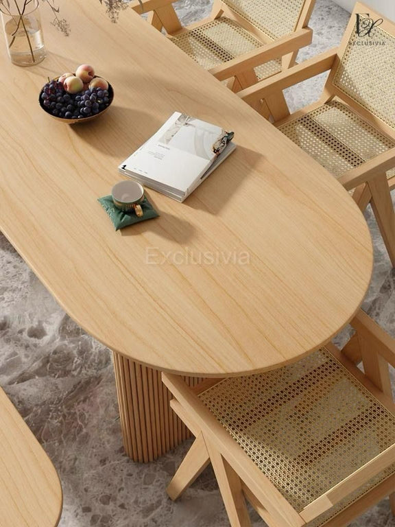 RUGGEN Japandi Ash Wood Dining Table - Exclusivia