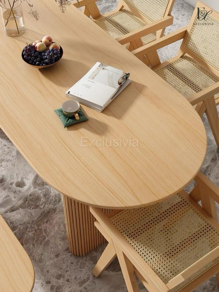 RUGGEN Japandi Ash Wood Dining Table - Exclusivia