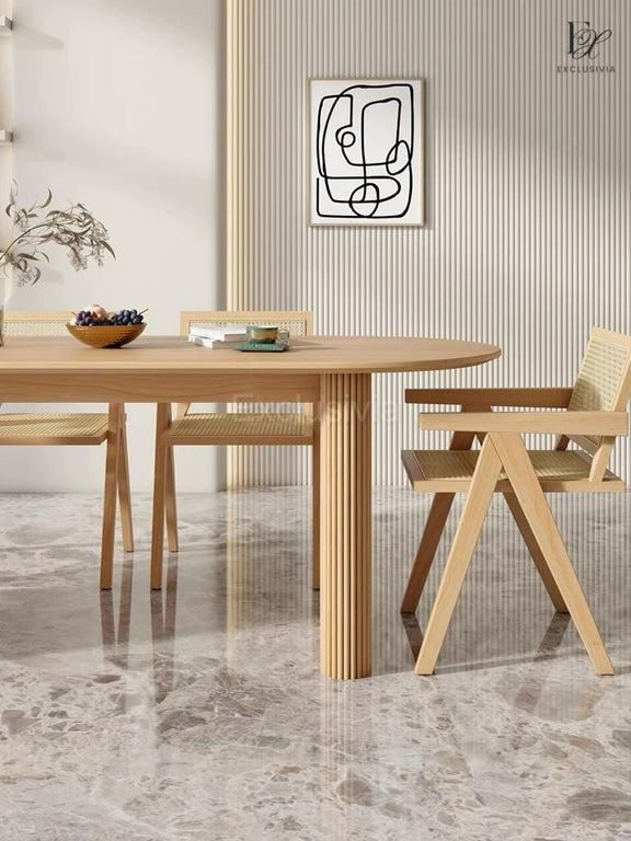 RUGGEN Japandi Ash Wood Dining Table - Exclusivia