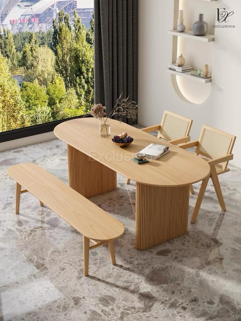 RUGGEN Japandi Ash Wood Dining Table - Exclusivia