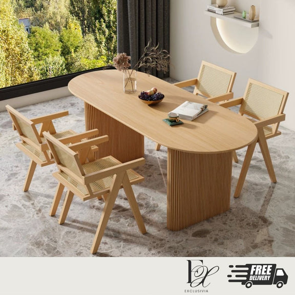 RUGGEN Japandi Ash Wood Dining Table - Exclusivia