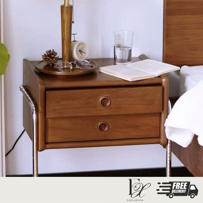 SHEA Japandi Solid Wood Bedside Table - Exclusivia