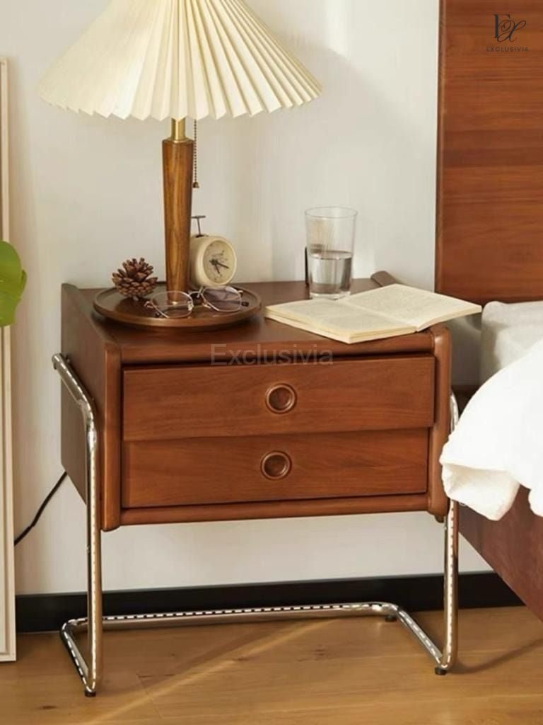 SHEA Japandi Solid Wood Bedside Table - Exclusivia