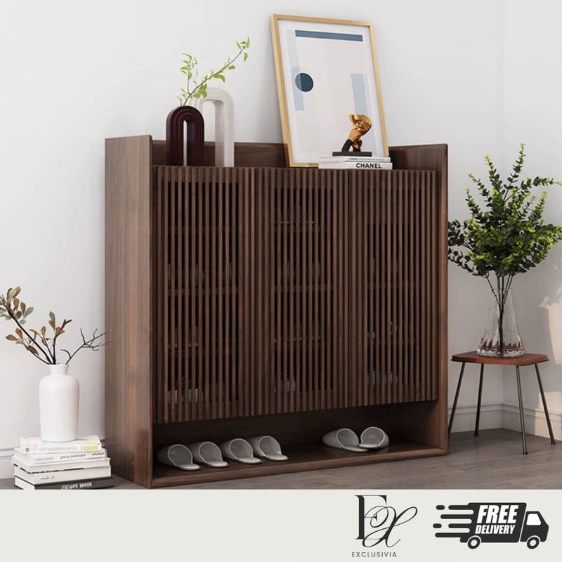 STRUT Rustic Solid Wood Shoe Cabinet - Exclusivia