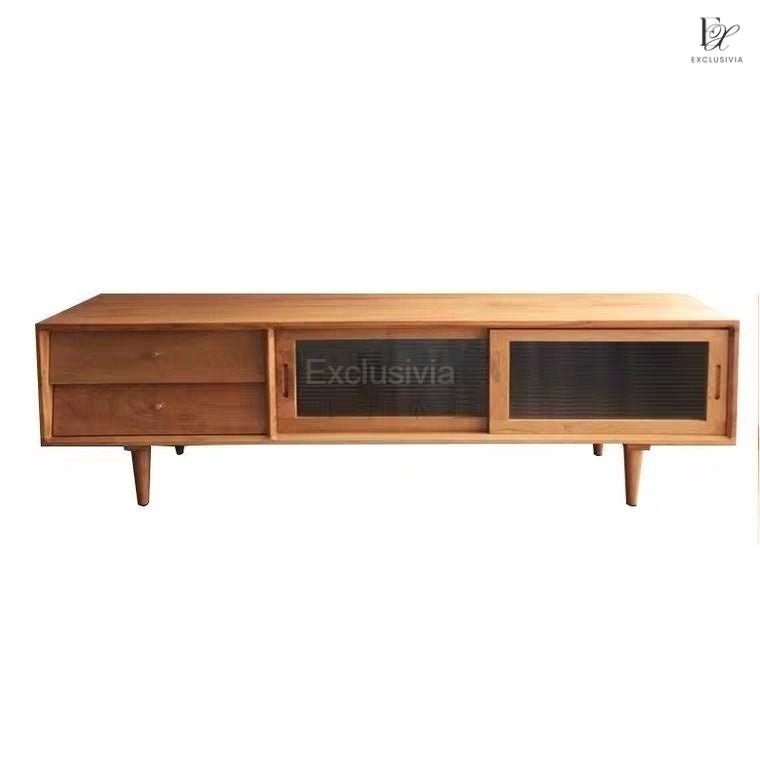 TRESTLE Rustic Solid Wood TV Console - Exclusivia