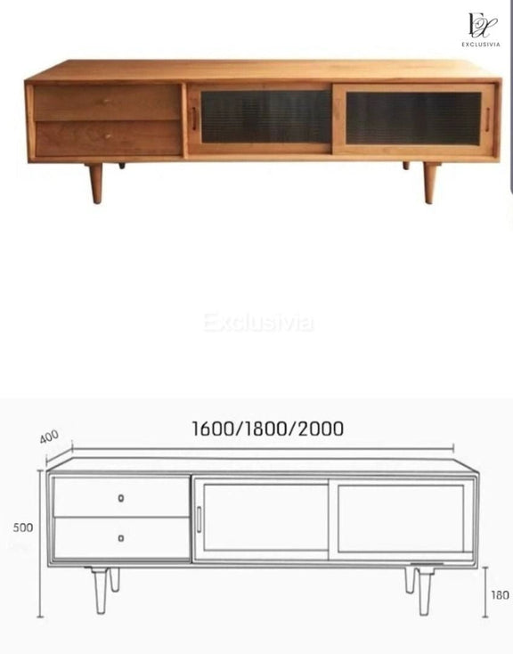 TRESTLE Rustic Solid Wood TV Console - Exclusivia