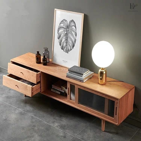 TRESTLE Rustic Solid Wood TV Console - Exclusivia