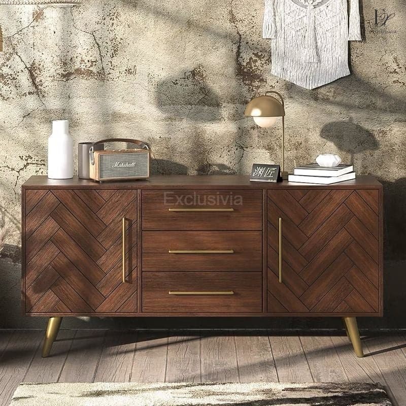 TV Console Cabinet Sideboard Herringbone - Exclusivia