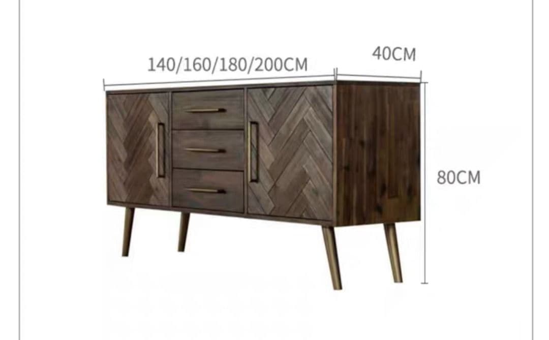 TV Console Cabinet Sideboard Herringbone - Exclusivia